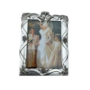 Godinger Silver Art Wedding Picture Frame Silverplate Bells Roses‎ NEW Album